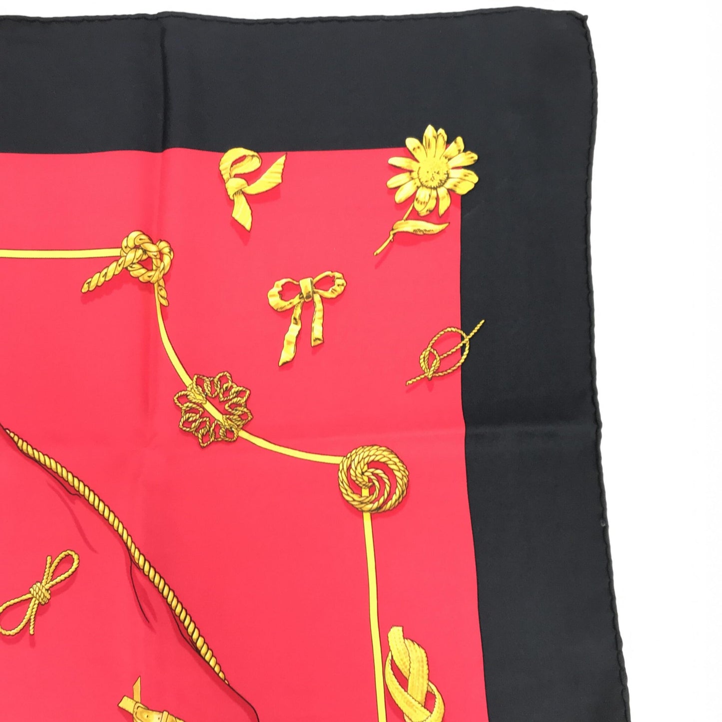 Hermès Preloved Silk Scarf - Timeless Elegance in Black and Red