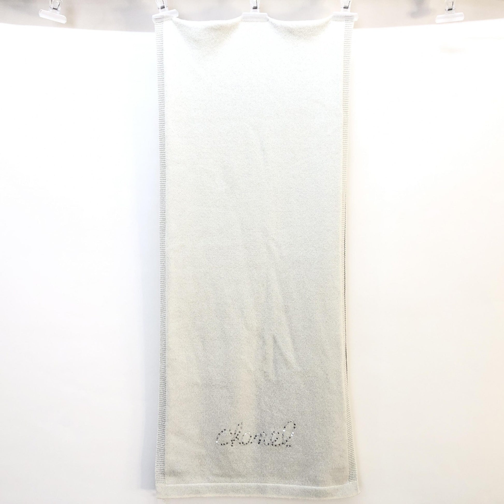 Chanel Preloved Wool Shawl/Scarf in Pristine White - Timeless Elegance