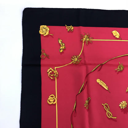 Hermès Preloved Silk Scarf - Timeless Elegance in Black and Red