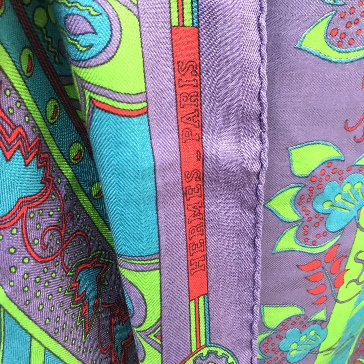 Hermès Silk Scarf in Purple - Preloved Elegance with Minor Wear