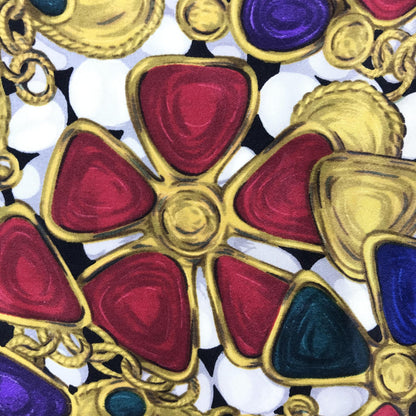 Chanel Preloved Silk Scarf with Vibrant Jewelry Print – A Luxurious Expression of Timeless Elegance