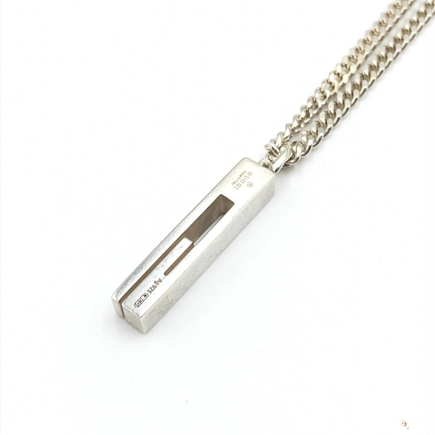 Gucci Preloved Sterling Silver G Bar Pendant Necklace - Timeless Elegance and Sophistication
