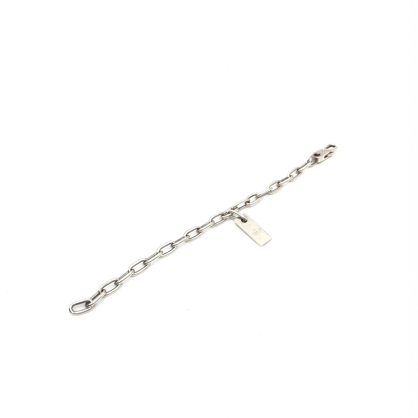 Gucci Preloved Sterling Silver Logo Plate Chain Bracelet - A Timeless Elegance