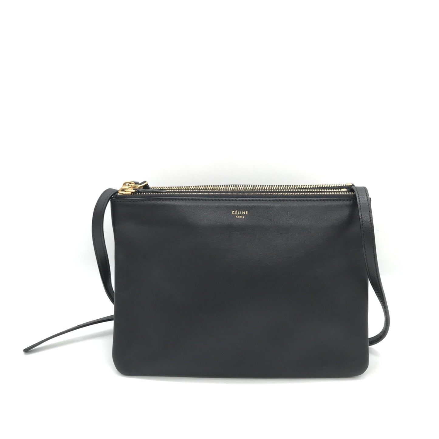 Celine Preloved Trio Black Leather Shoulder Bag – Timeless Elegance with Character