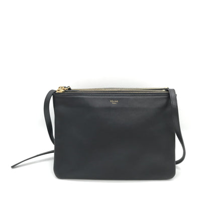 Celine Preloved Trio Black Leather Shoulder Bag – Timeless Elegance with Character