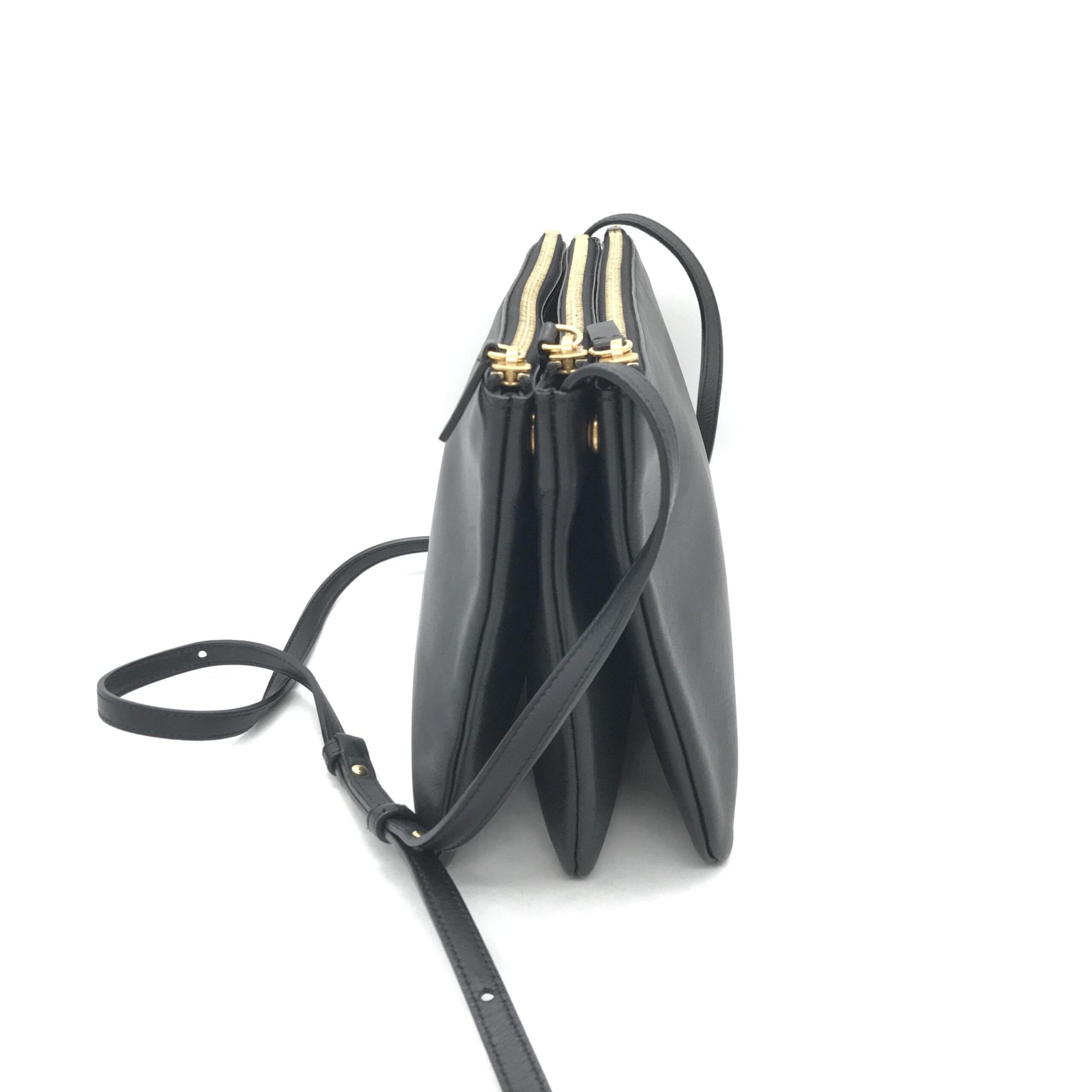 Celine Preloved Trio Black Leather Shoulder Bag – Timeless Elegance with Character
