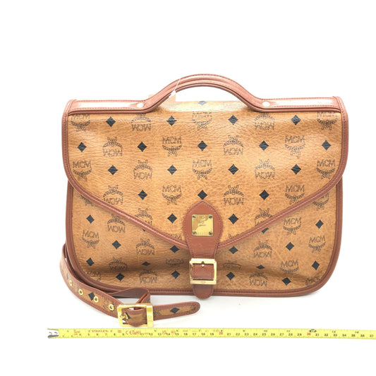 MCM Preloved Vesutos Leather Messenger Bag - Exquisite Craftsmanship in Cognac with Vintage Charm