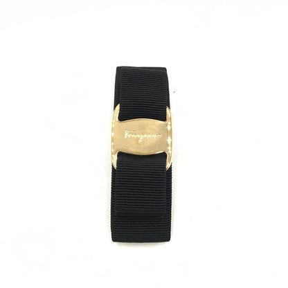 Salvatore Ferragamo Preloved Vara Hair Clip in Black with Gold Hardware – A Timeless Statement of Elegance