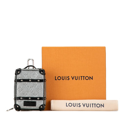Louis Vuitton Preloved Trunk Motif Leather Key Charm with Box - Exquisite Silver Elegance