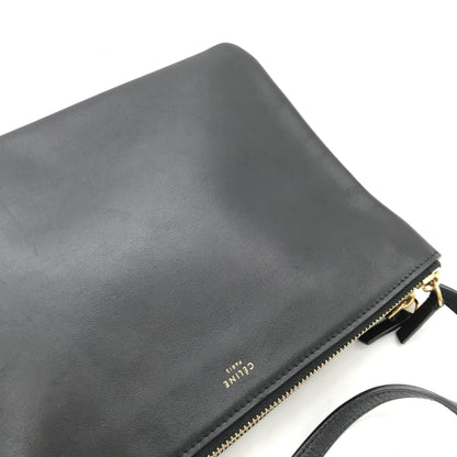 Celine Preloved Trio Black Leather Shoulder Bag – Timeless Elegance with Character