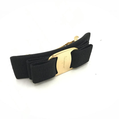 Salvatore Ferragamo Preloved Vara Hair Clip in Black with Gold Hardware – A Timeless Statement of Elegance