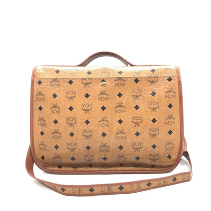 MCM Preloved Vesutos Leather Messenger Bag - Exquisite Craftsmanship in Cognac with Vintage Charm