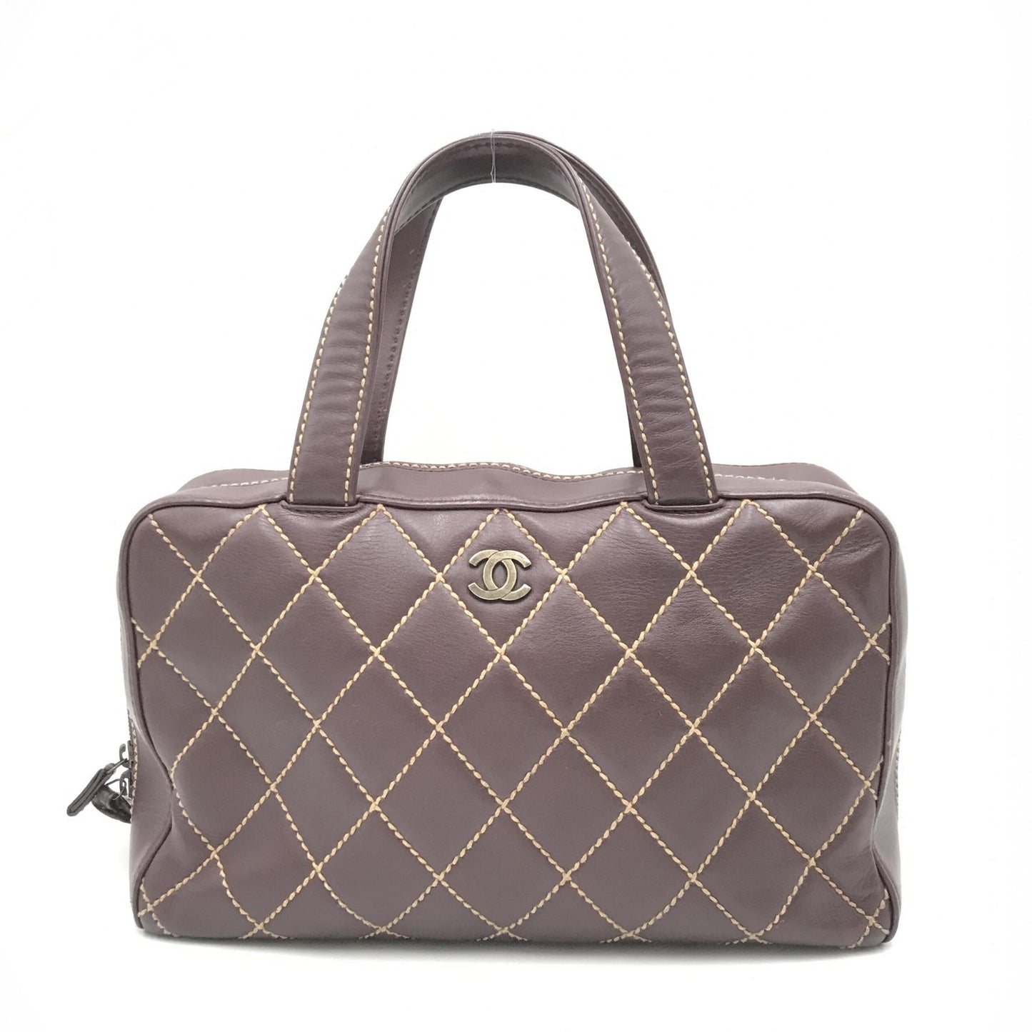 Chanel Preloved Wild Stitch Handbag Mini Boston Red - Vintage Elegance in Fair Condition