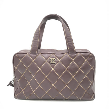 Chanel Preloved Wild Stitch Handbag Mini Boston Red - Vintage Elegance in Fair Condition