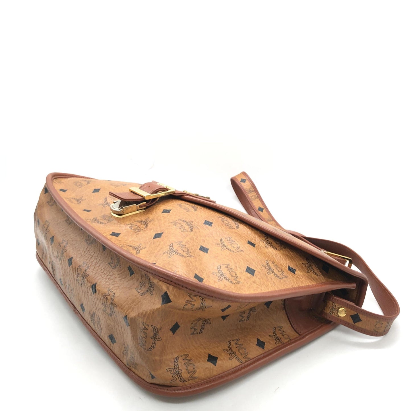 MCM Preloved Vesutos Leather Messenger Bag - Exquisite Craftsmanship in Cognac with Vintage Charm