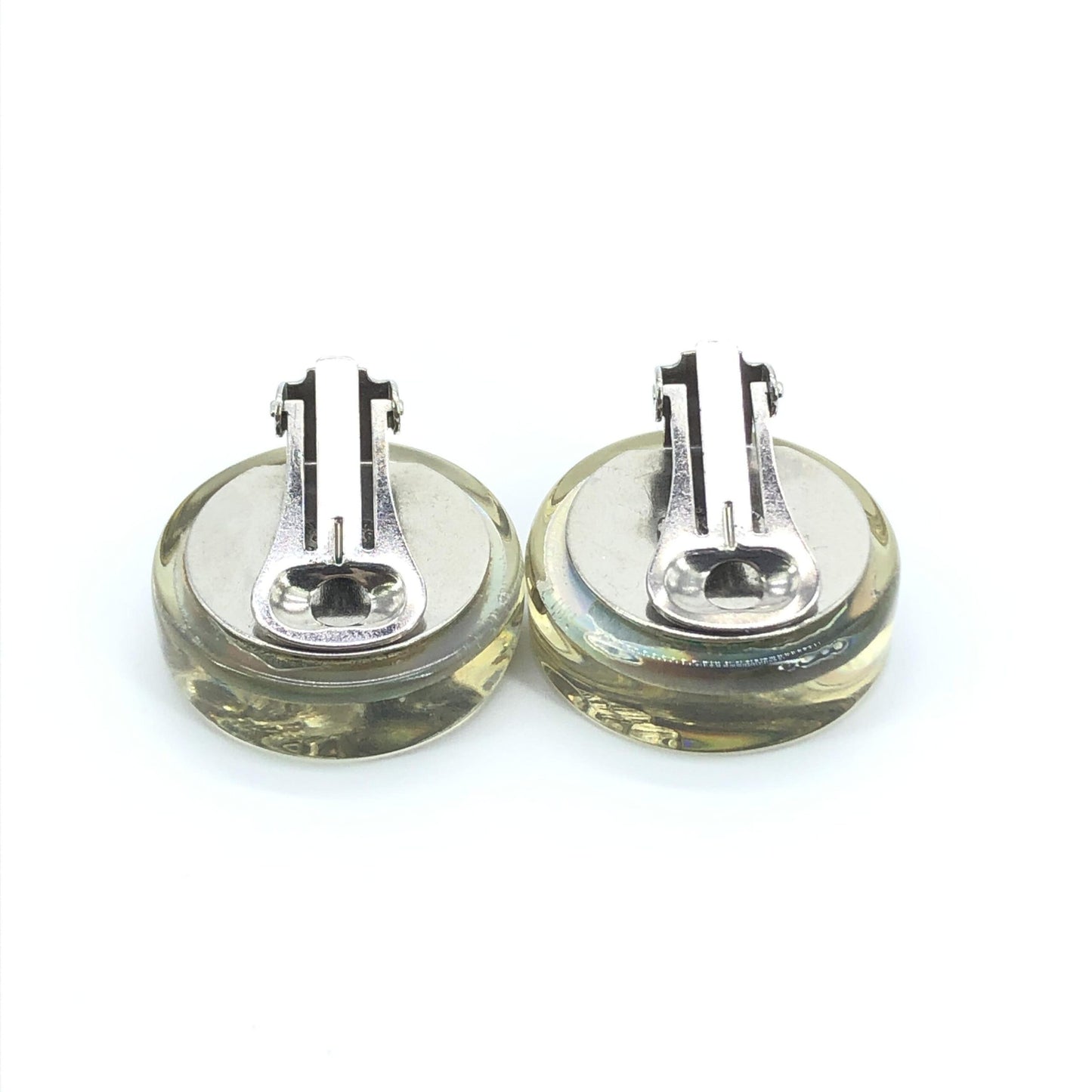 Chanel Vintage Holographic Logo Clip-On Earrings - Exquisite Preloved Elegance