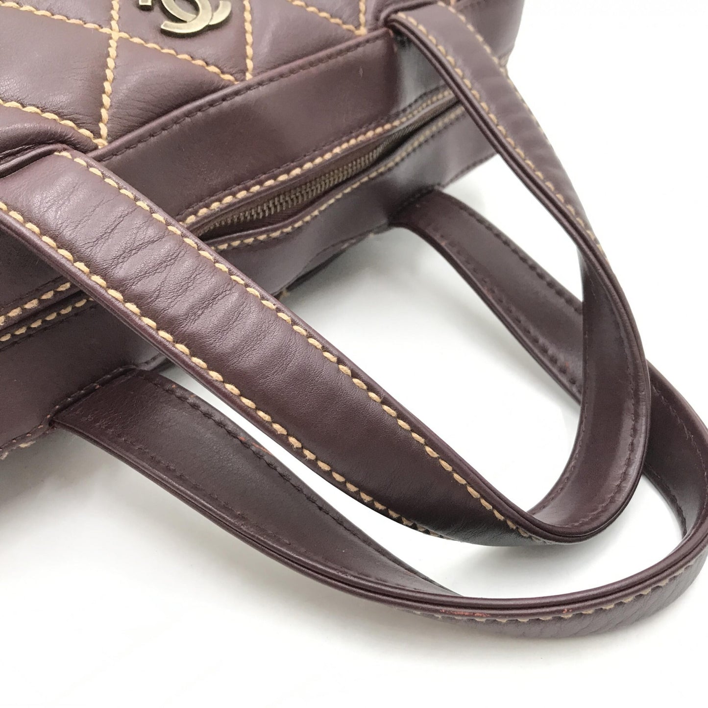 Chanel Preloved Wild Stitch Handbag Mini Boston Red - Vintage Elegance in Fair Condition