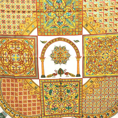 Hermès Preloved HERMÈS Carré 45 "CIELS BYZANTINS" 100% Silk Scarf in Pristine Yellow Opulence