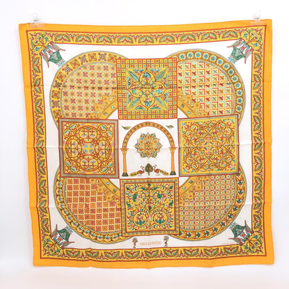 Hermès Preloved HERMÈS Carré 45 "CIELS BYZANTINS" 100% Silk Scarf in Pristine Yellow Opulence