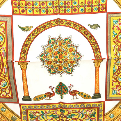 Hermès Preloved HERMÈS Carré 45 "CIELS BYZANTINS" 100% Silk Scarf in Pristine Yellow Opulence
