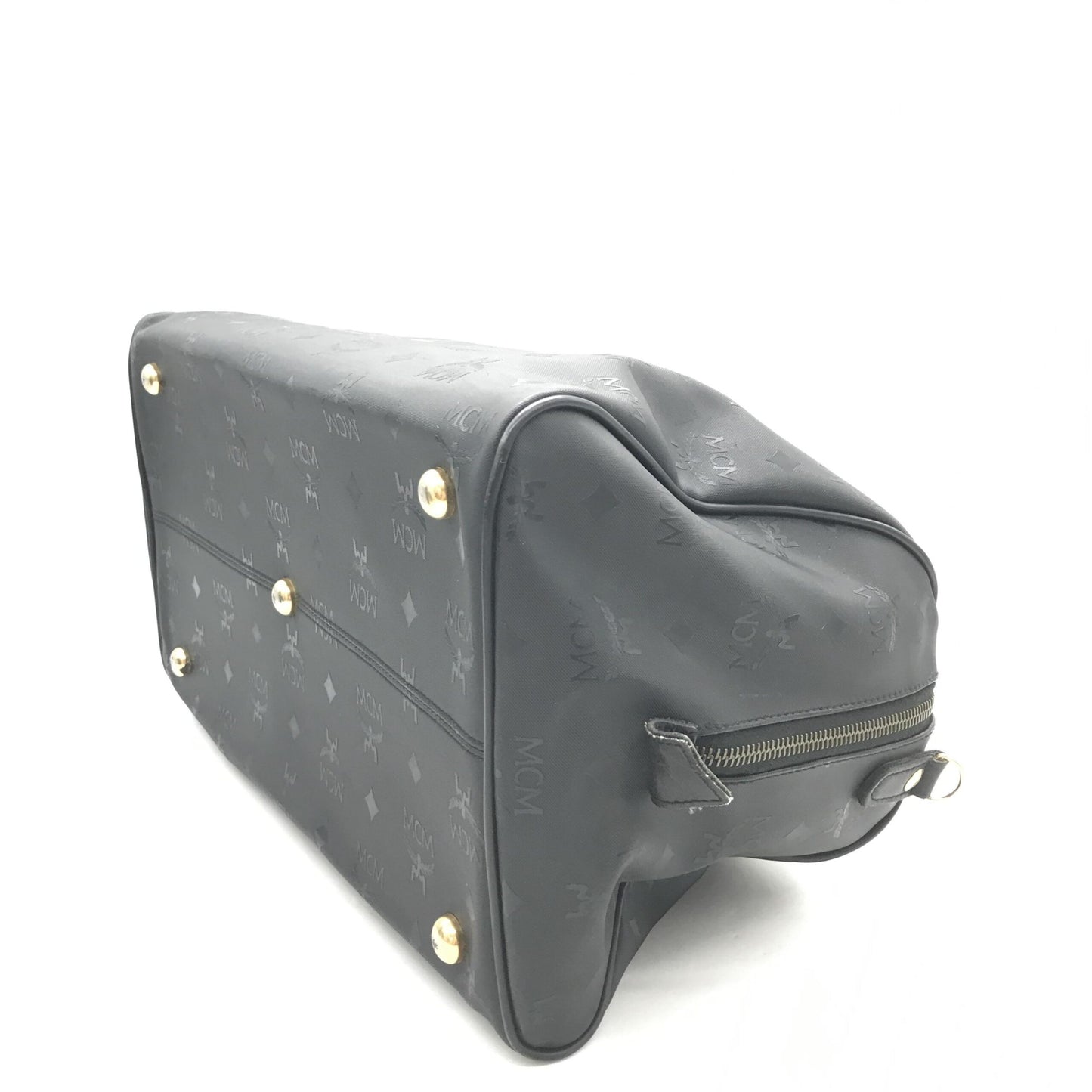 MCM Preloved Black Visetos Monogram Boston Bag