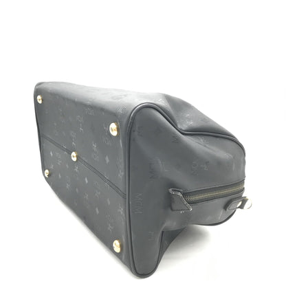 MCM Preloved Black Visetos Monogram Boston Bag