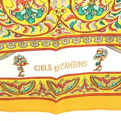 Hermès Preloved HERMÈS Carré 45 "CIELS BYZANTINS" 100% Silk Scarf in Pristine Yellow Opulence