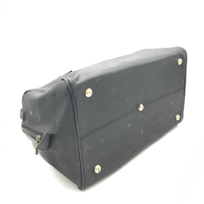 MCM Preloved Black Visetos Monogram Boston Bag