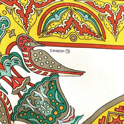 Hermès Preloved HERMÈS Carré 45 "CIELS BYZANTINS" 100% Silk Scarf in Pristine Yellow Opulence