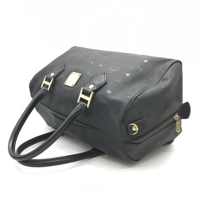 MCM Preloved Black Visetos Monogram Boston Bag