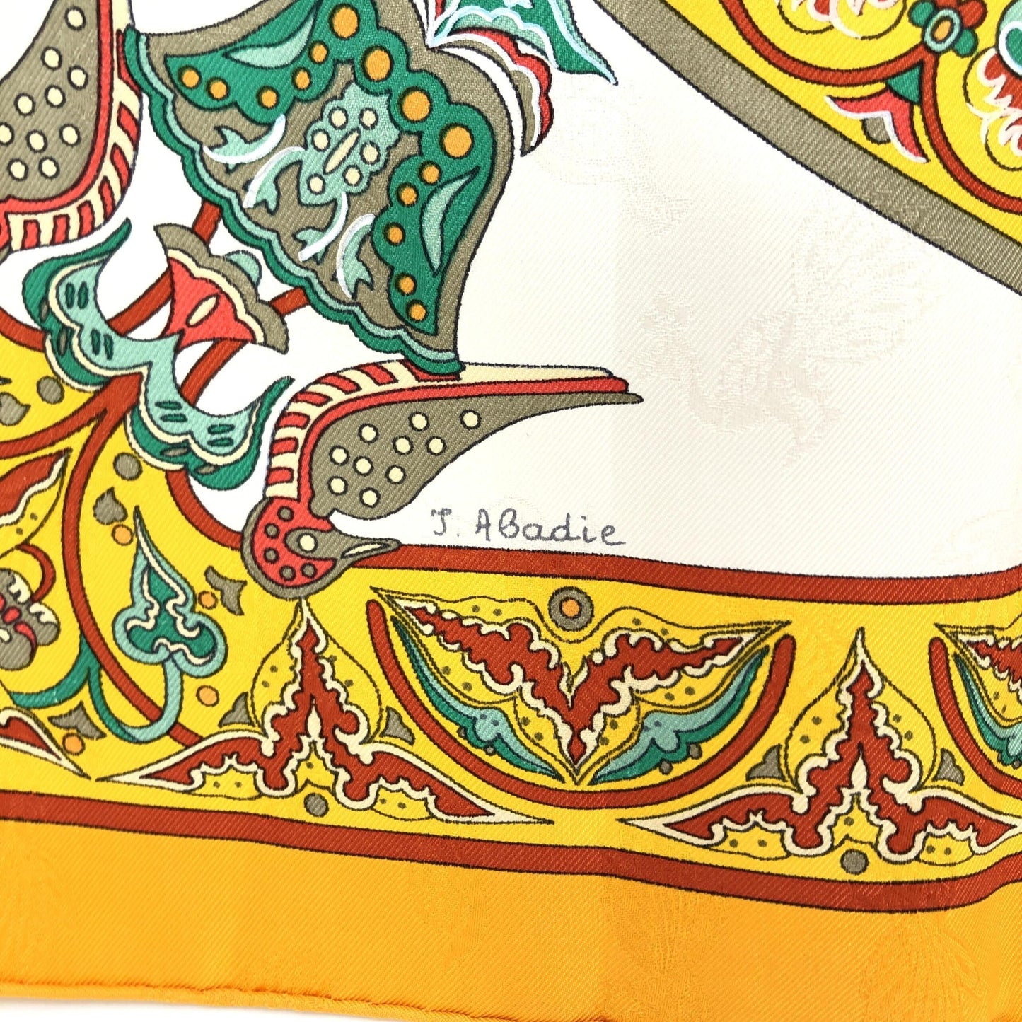 Hermès Preloved HERMÈS Carré 45 "CIELS BYZANTINS" 100% Silk Scarf in Pristine Yellow Opulence