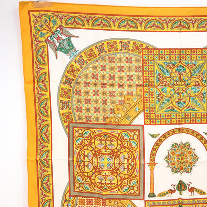 Hermès Preloved HERMÈS Carré 45 "CIELS BYZANTINS" 100% Silk Scarf in Pristine Yellow Opulence