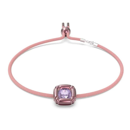 Swarovski Multicolor Fabric Necklace - Elegant Pink Statement Piece