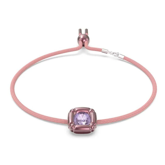 Swarovski Multicolor Fabric Necklace - Elegant Pink Statement Piece