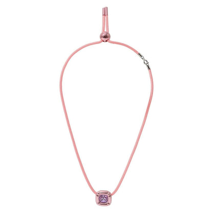 Swarovski Multicolor Fabric Necklace - Elegant Pink Statement Piece