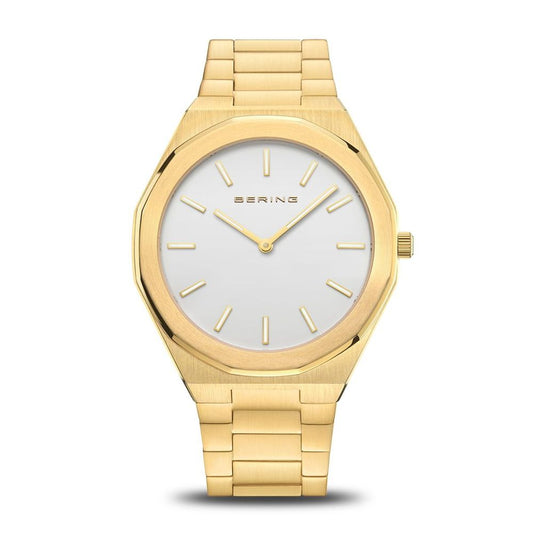 BERING Men’s Gold Stainless Steel Dress Watch with Quartz Movement