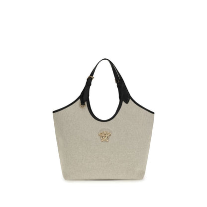 Versace Beige Cotton La Medusa Tote Bag