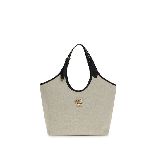 Versace Beige Cotton La Medusa Tote Bag