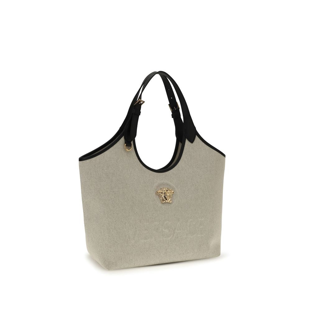 Versace Beige Cotton La Medusa Tote Bag