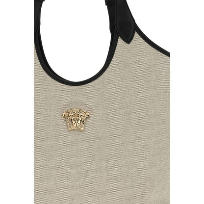 Versace Beige Cotton La Medusa Tote Bag