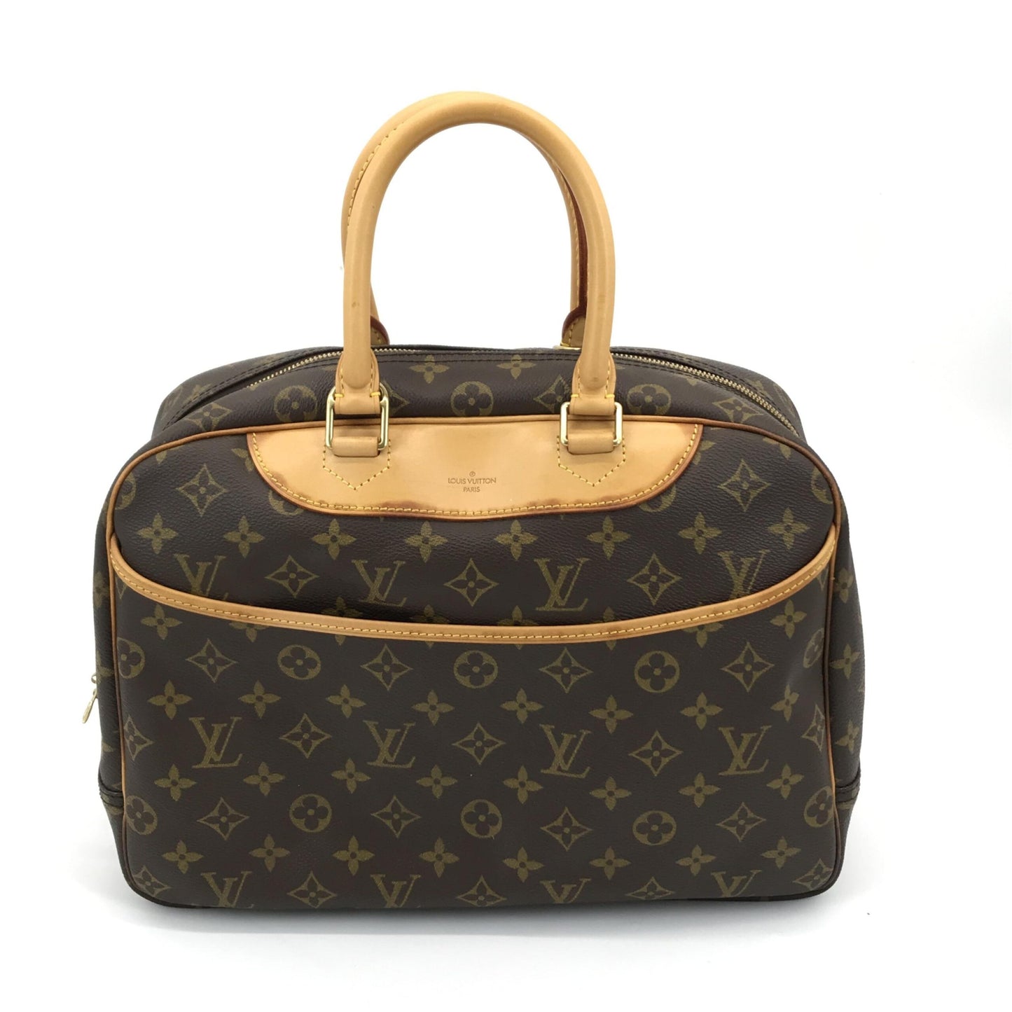 Louis Vuitton Preloved Monogram Deauville Handbag with Elegant Brown Accents