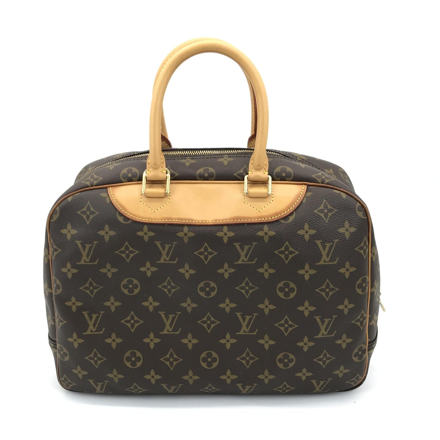 Louis Vuitton Preloved Monogram Deauville Handbag with Elegant Brown Accents