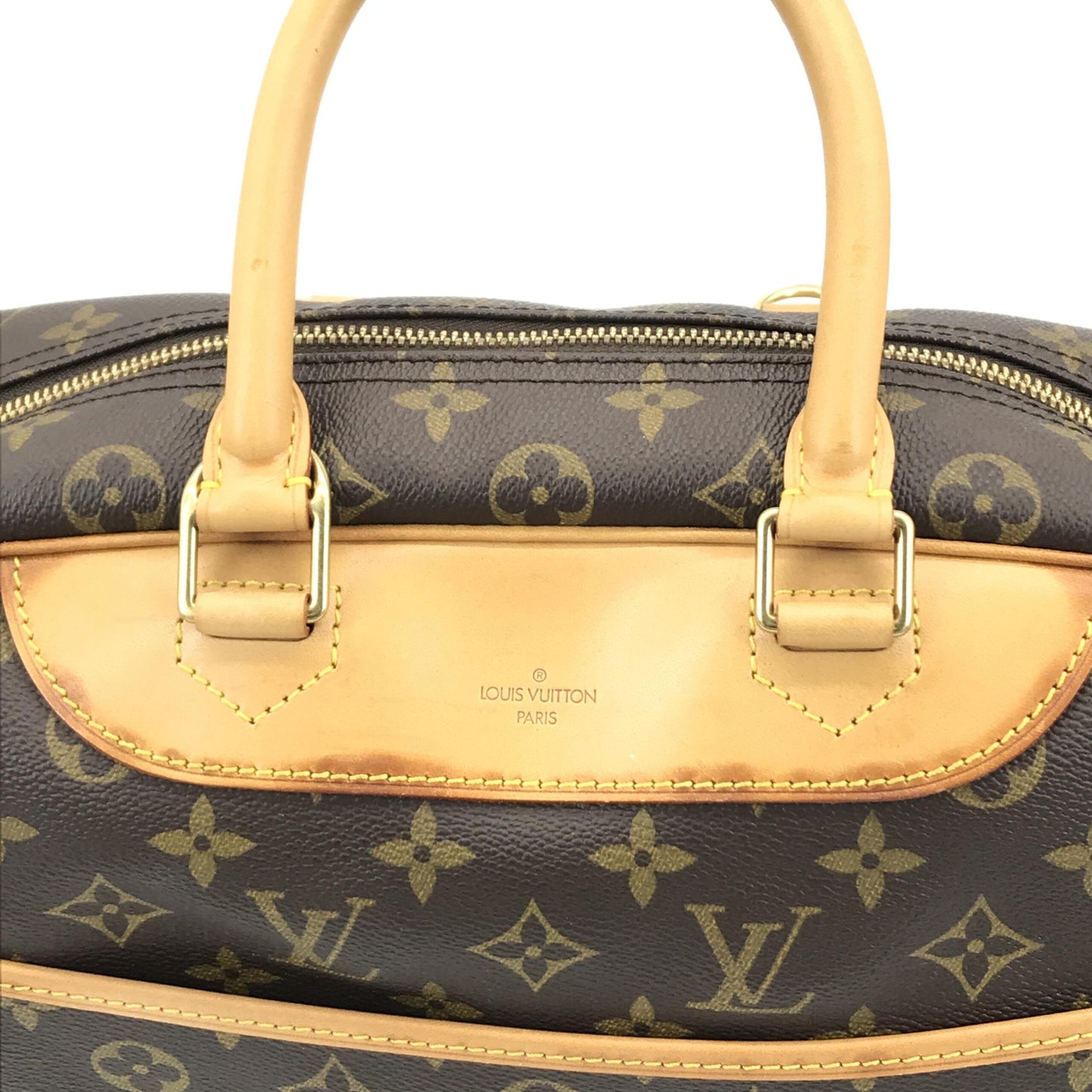 Louis Vuitton Preloved Monogram Deauville Handbag with Elegant Brown Accents