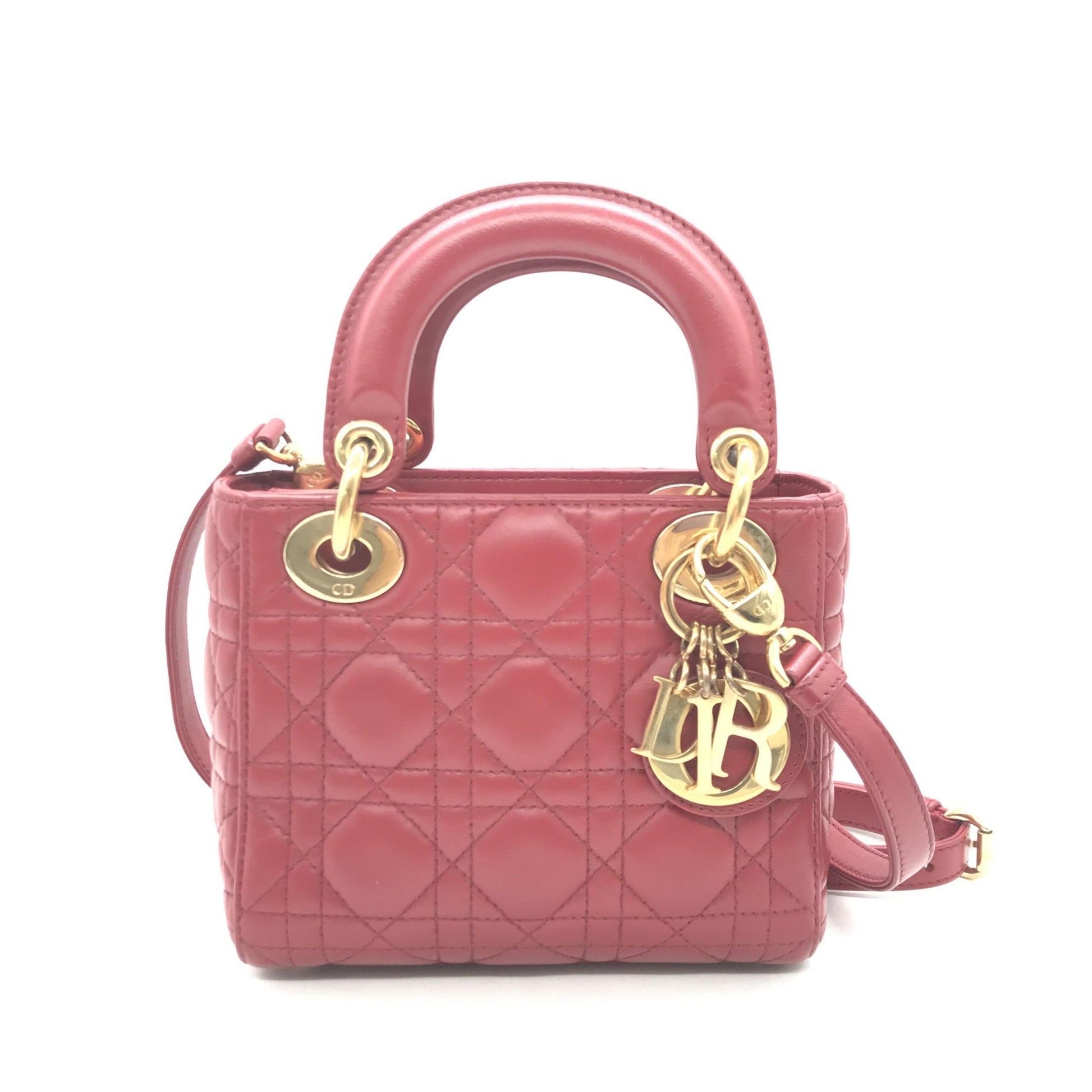 Christian Dior Mini Lady Dior Handbag In Pink - Preloved