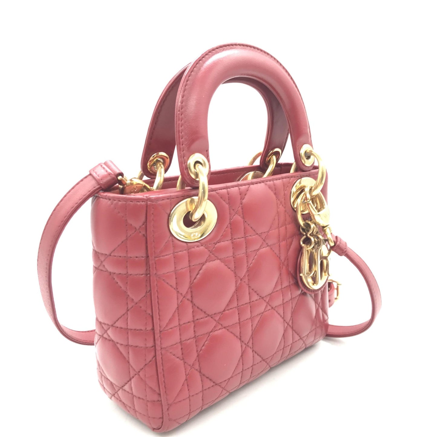 Christian Dior Mini Lady Dior Handbag In Pink - Preloved