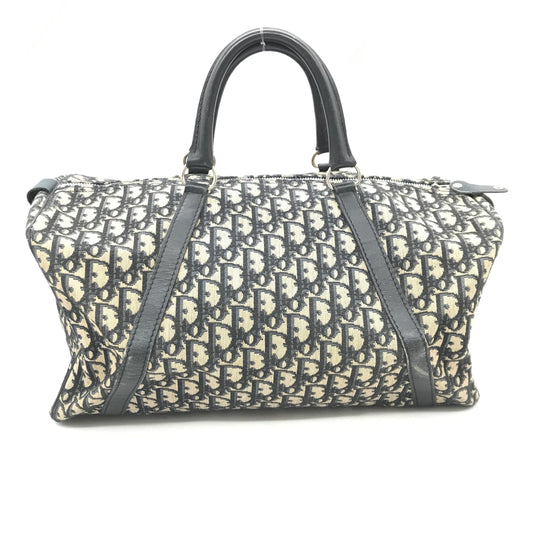 Christian Dior Preloved Navy Blue Trotter Canvas Boston Bag – A Timeless Luxury Essential