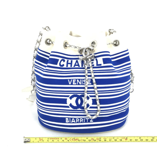 Chanel Preloved Venise Biarritz Drawstring Bucket Bag – Timeless Elegance in White