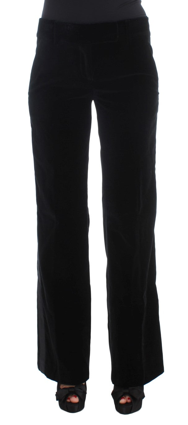 Ermanno Scervino Black Viscose Pants - Elegant Wide Leg Design
