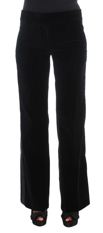 Ermanno Scervino Black Viscose Pants - Elegant Wide Leg Design