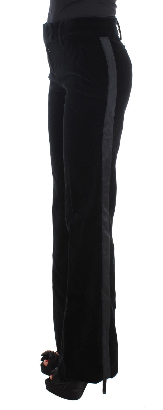 Ermanno Scervino Black Viscose Pants - Elegant Wide Leg Design